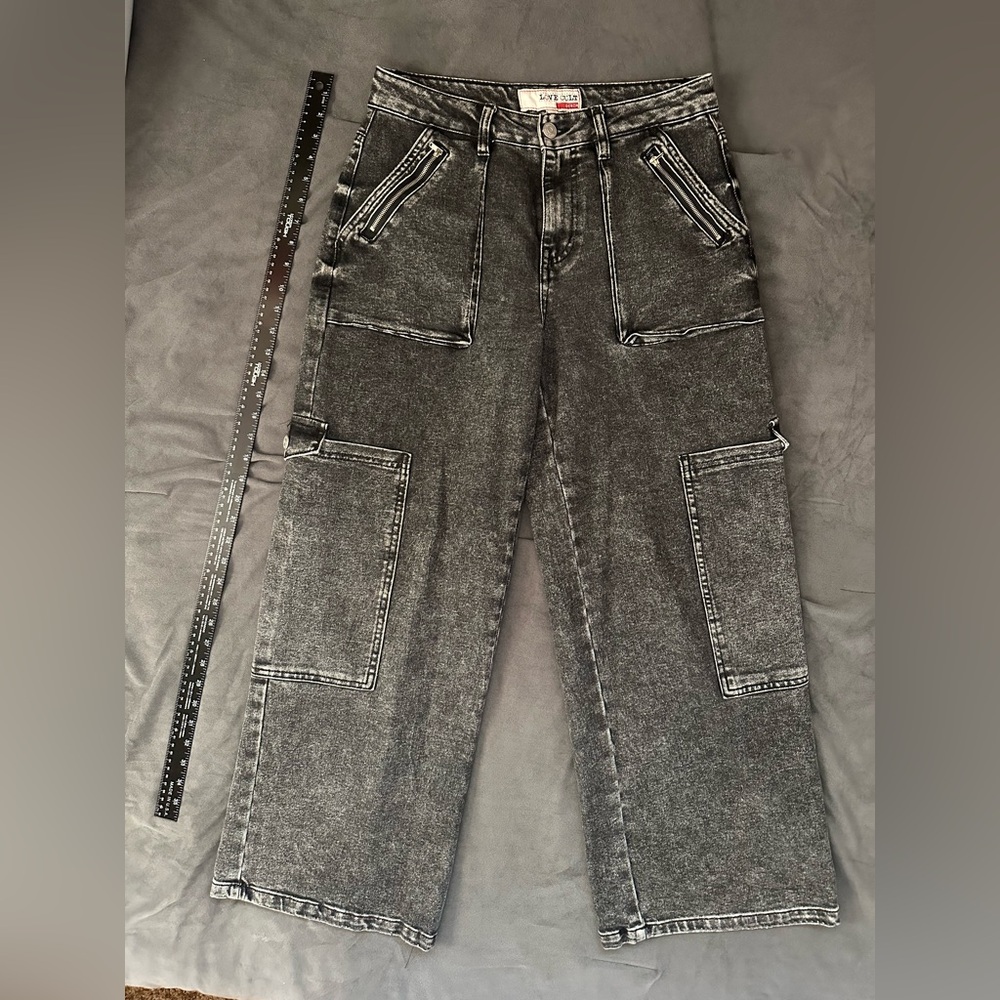 Love Cult Black Denim Cargo Jeans